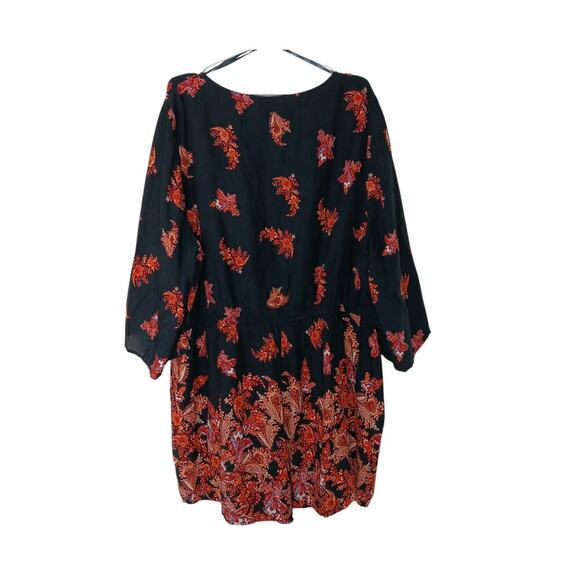 New City Chic XXL 24 Boho Border Print Romper Playsuit Kimono Sleeve Tie Waist - Picture 3 of 13